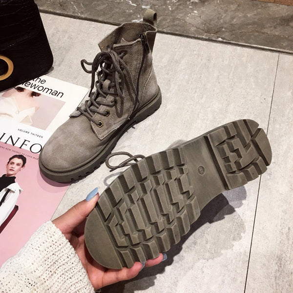 Kadınlar için İşçi Kore Tarzı Moda Kısa Polar Astarlı Botlar