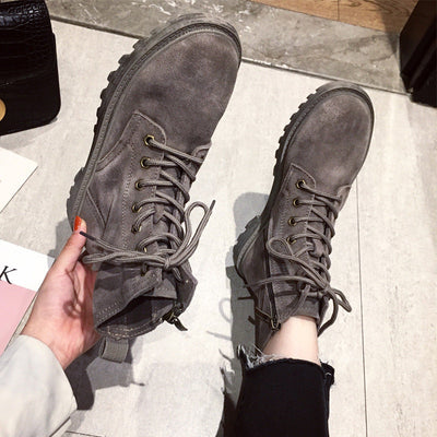 Kadınlar için İşçi Kore Tarzı Moda Kısa Polar Astarlı Botlar