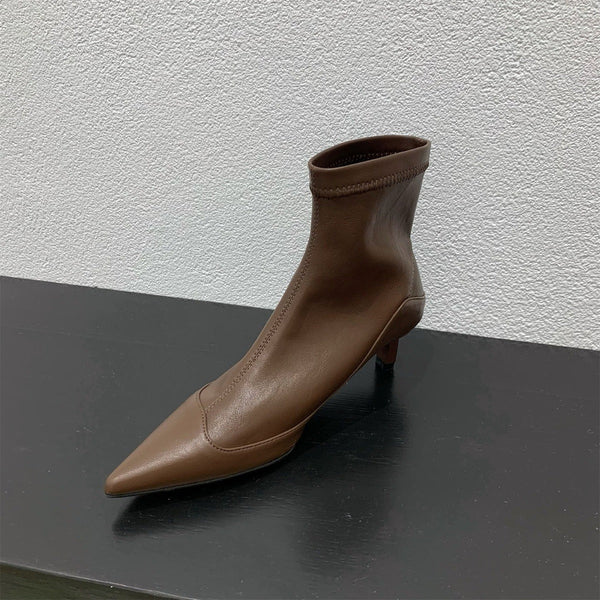 Kadın Fransız Tarzı Sivri Bilek Düşük Moda Yumuşak Botlar