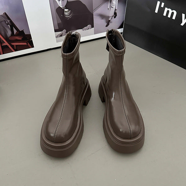 Kadın Kalın Taban Esnek Botlar Moda Veet Botları