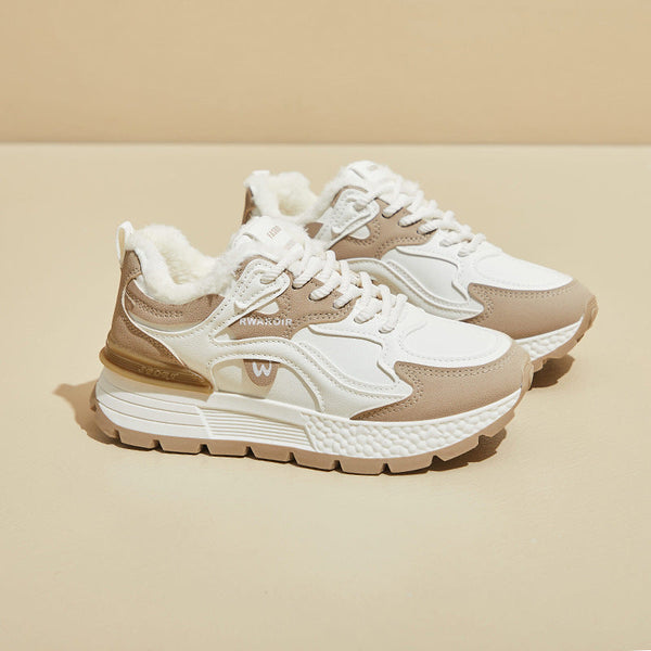 Kore Tarzı Polar Astarlı Hantal Kadın Kış Sıcak Spor Sneaker'ları