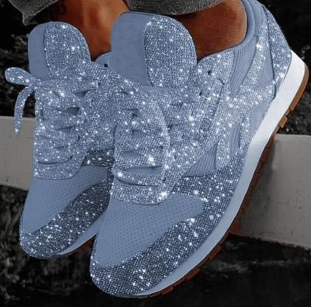 Kadın Muffin Payetli Nefes Alabilir Rhinestone Platform Ekstra Spor Ayakkabılar
