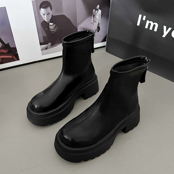 Kadın Kalın Taban Esnek Botlar Moda Veet Botları