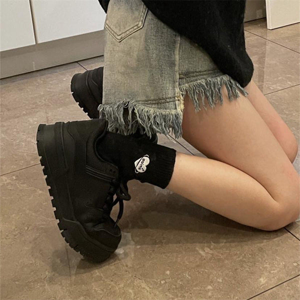 Kadınlar ve Erkekler için Siyah Blood Serisi Kalın Taban Yükseltici Sneakerlar