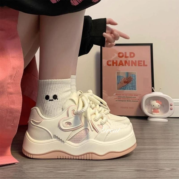 Kadınların Dopamin Aşkı Beyaz Sonbahar Klasik Tarz Sneaker'ları