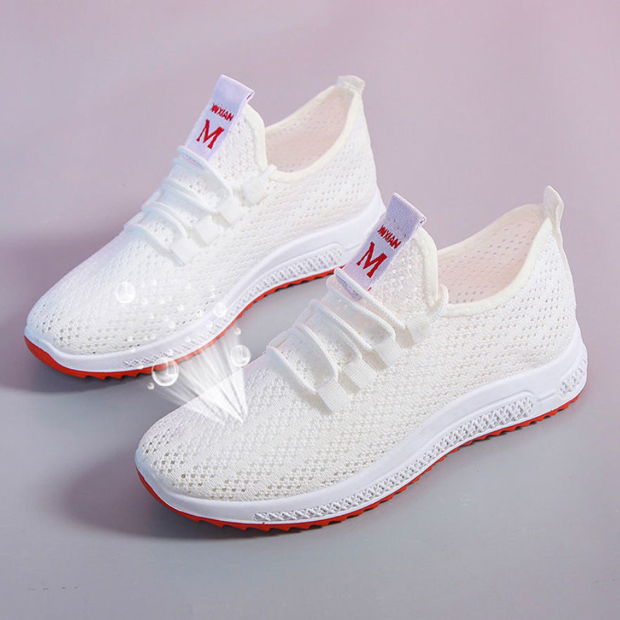 Kadınlar için Delikli Ağ Yaz Düz Bağcıklı Parmak Sneakers