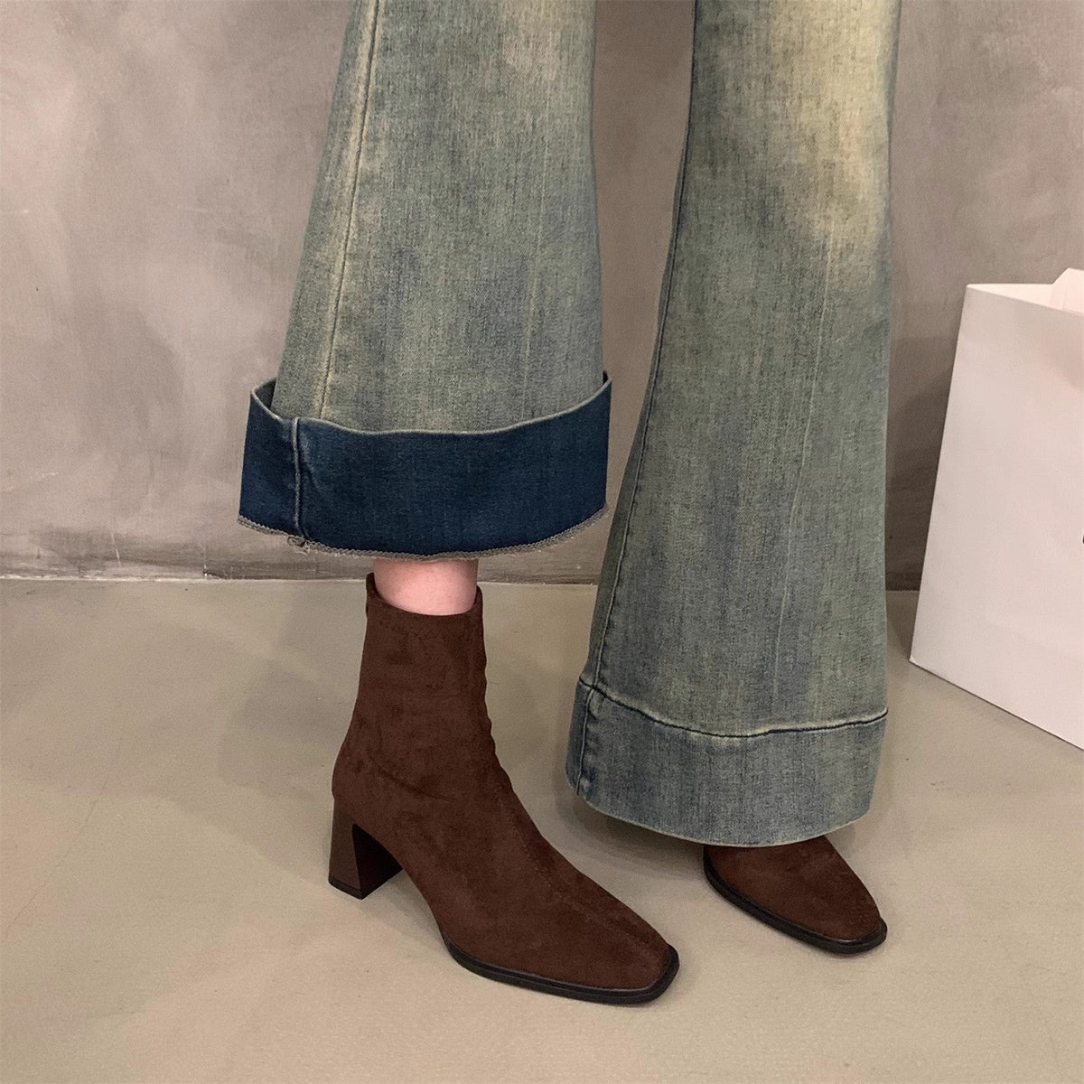 Kadınların Kore Tarzı Küçük Bilek Süet Dr. Martens Polar Botları