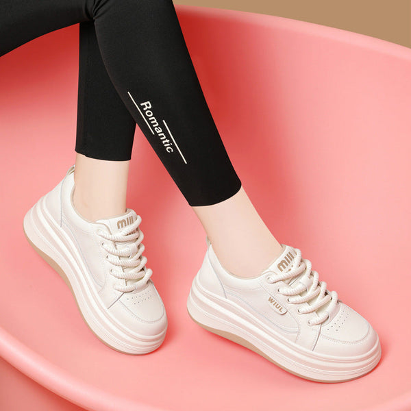 Kadınlar için Beyaz Baba Bahar Düz Platform Spor Sneaker