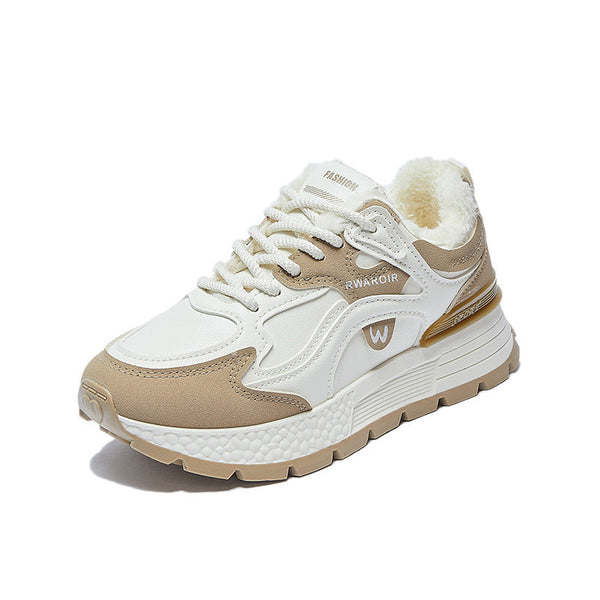Kore Tarzı Polar Astarlı Hantal Kadın Kış Sıcak Spor Sneaker'ları
