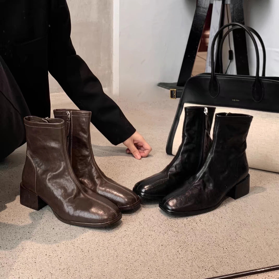 Kadınlar için Retro Skinny Kısa Kalın Küçük Bilek British Botları