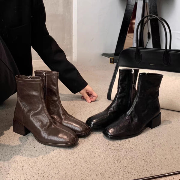 Kadınlar için Retro Skinny Kısa Kalın Küçük Bilek British Botları