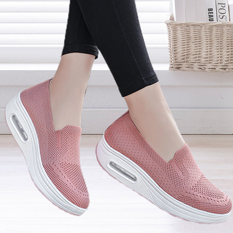 Kadınlar için Nefes Alabilir Fly Dokuma Ağı Tek Pedal Spor Ayakkabıları
