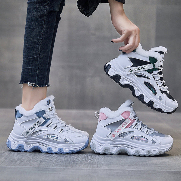 Kadınlar için Kore Tarzı Polar Astarlı Daddy Spor Moda Sneaker'lar