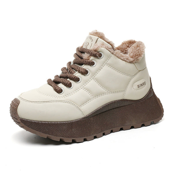 Kış Platform Pamuk Polar Astarlı Sıcak Yüksek Artırıcı Sneakerlar