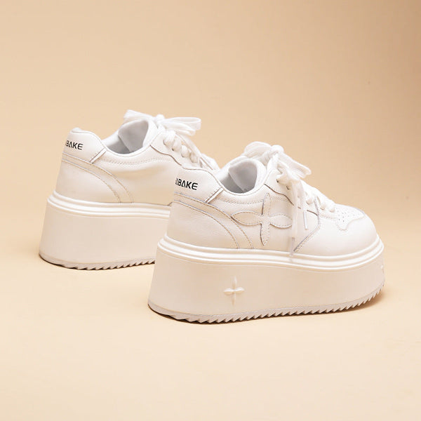 Kadın Beyaz Bahar Çiçek Spor Yüksek Sneaker