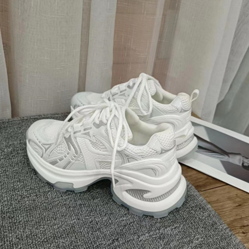 Kadın Sier Platform Baba Retro Kızarmış Sokak Sneaker'ları