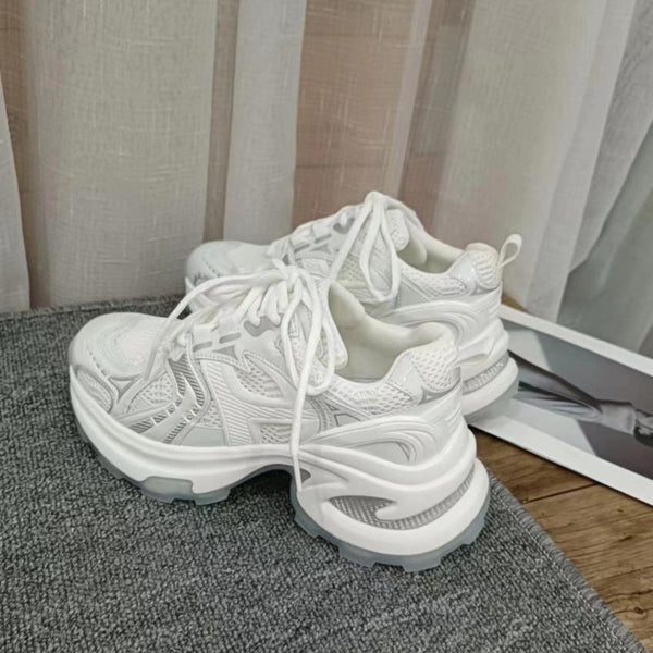 Kadın Sier Platform Baba Retro Kızarmış Sokak Sneaker'ları