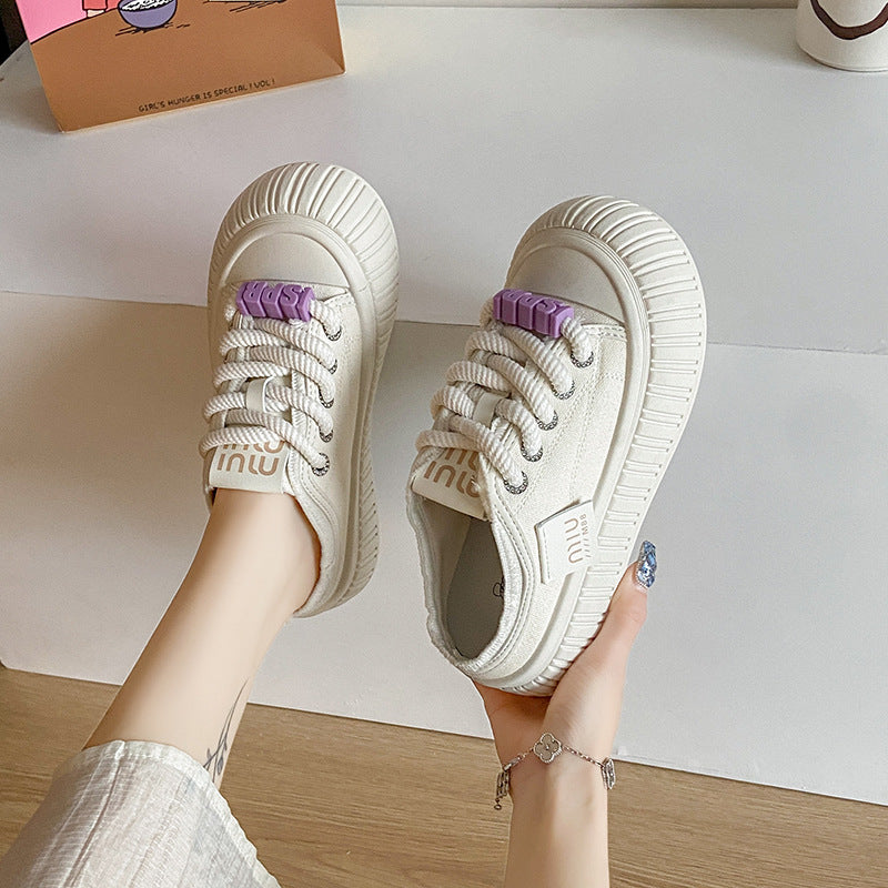 Kadınlar Yarım Kayar Tembel Platform Kaykay Sneaker'ları
