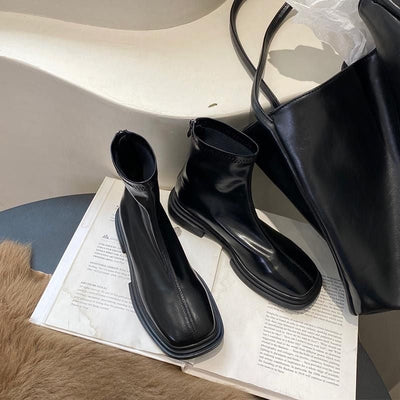 Kadınlar için Kalın Tabanlı Esnek Skinny Botlar Retro Kolay Botlar