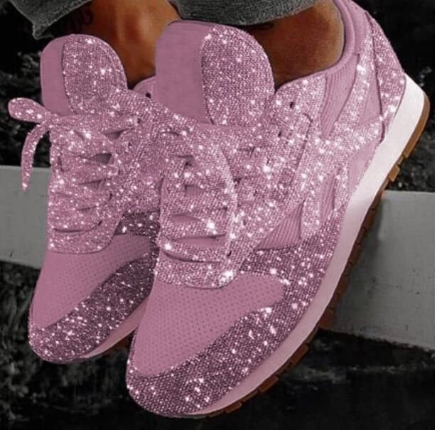 Kadın Muffin Payetli Nefes Alabilir Rhinestone Platform Ekstra Spor Ayakkabılar