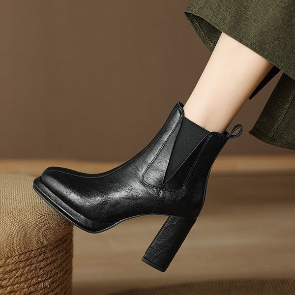 Rahat Kısa Boru Moda Su Geçirmez Platform Kalın Yüksek Botlar
