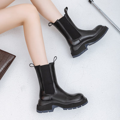 Kadın Platform Duman Boru Martin Moda Chelsea Botları