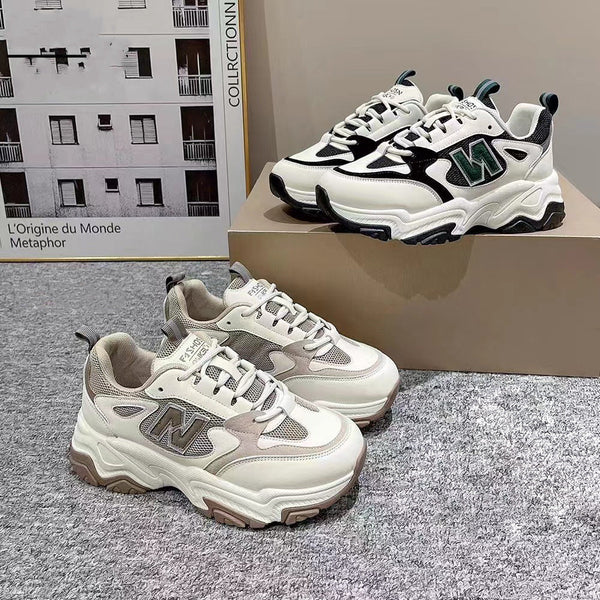 Kadınlar için Baba Sonbahar Kalın Taban Çift Ağ Sneaker