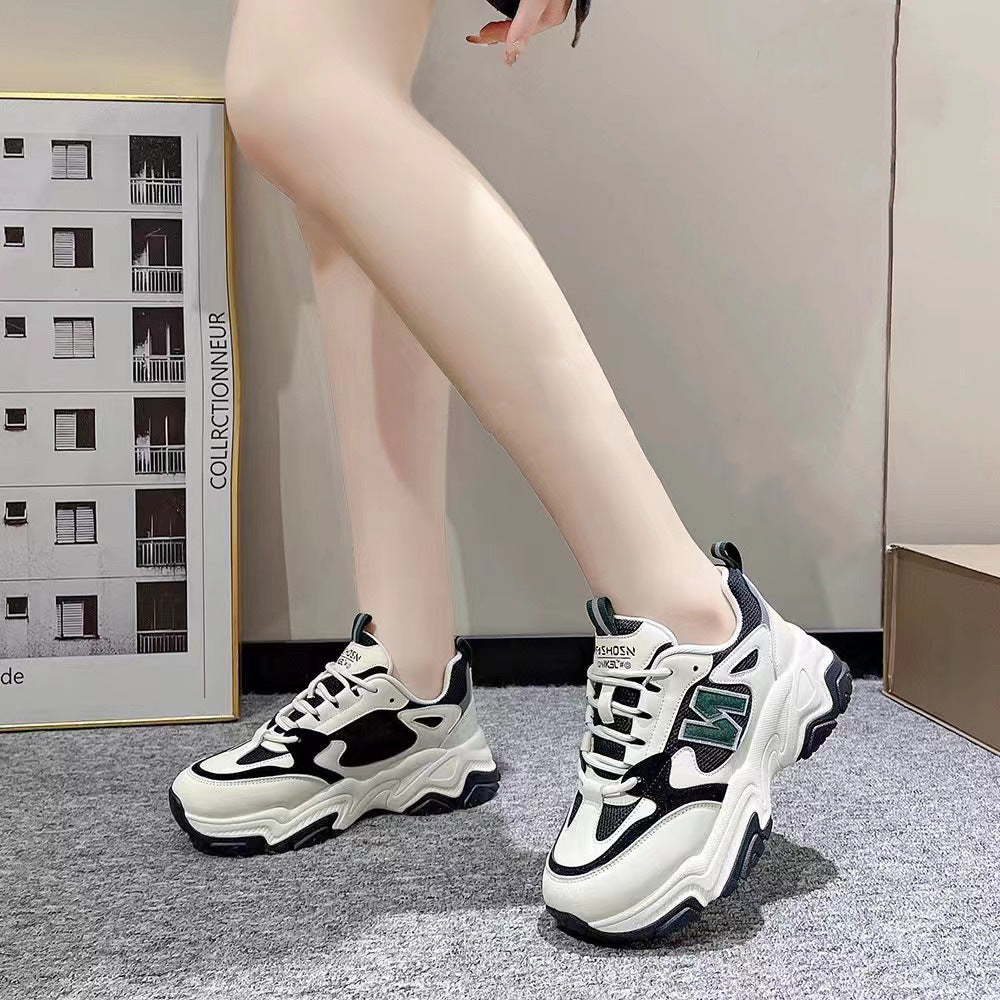 Kadınlar için Baba Sonbahar Kalın Taban Çift Ağ Sneaker
