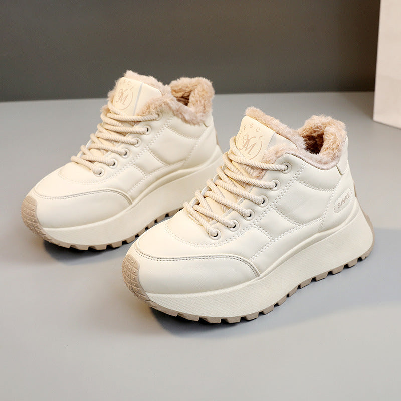 Kış Platform Pamuk Polar Astarlı Sıcak Yüksek Artırıcı Sneakerlar