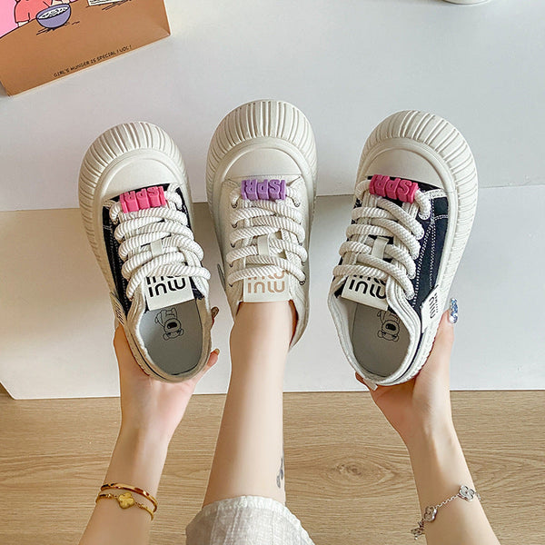 Kadınlar Yarım Kayar Tembel Platform Kaykay Sneaker'ları
