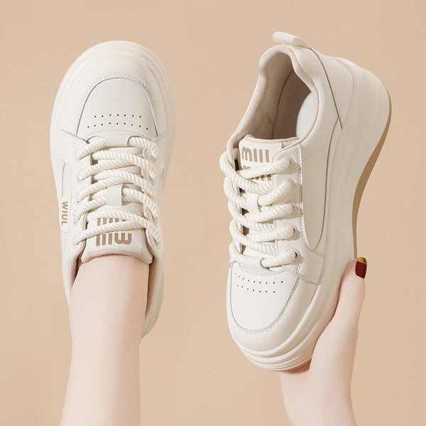 Kadınlar için Beyaz Baba Bahar Düz Platform Spor Sneaker