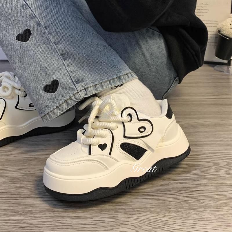 Kadınların Dopamin Aşkı Beyaz Sonbahar Klasik Tarz Sneaker'ları