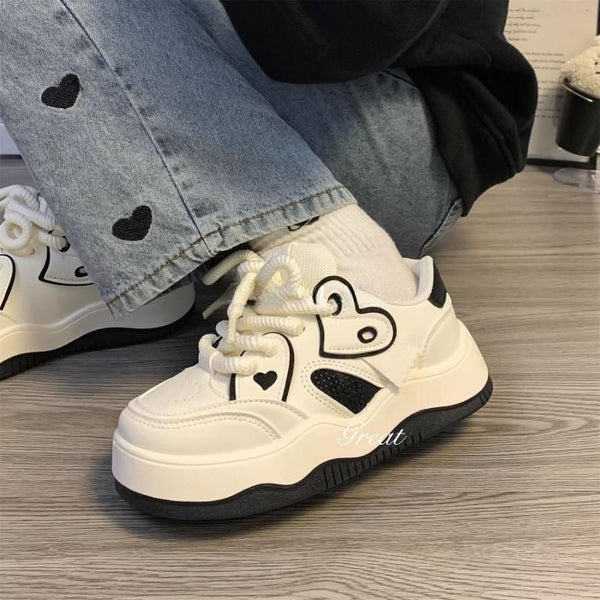 Kadınların Dopamin Aşkı Beyaz Sonbahar Klasik Tarz Sneaker'ları