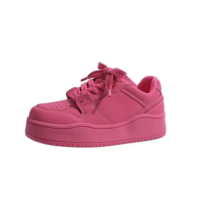 Kadın Platform Düz Bağcıklı Preppy Tarzı Spor Ayakkabılar
