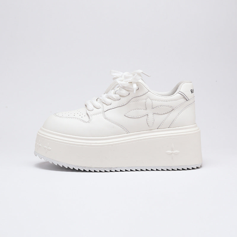 Kadın Beyaz Bahar Çiçek Spor Yüksek Sneaker