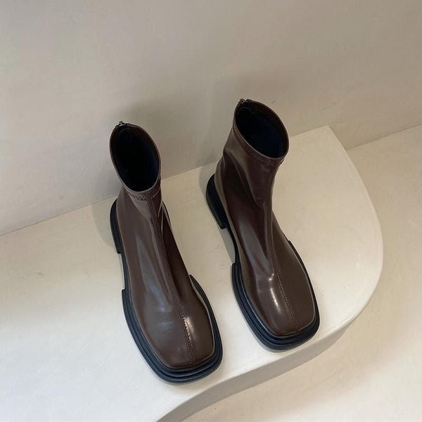 Kadınlar için Kalın Tabanlı Esnek Skinny Botlar Retro Kolay Botlar