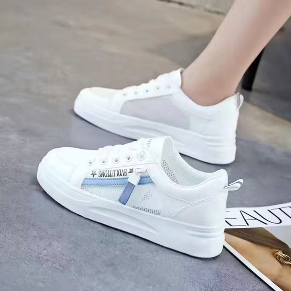 Kadınlar Beyaz Yaz Nefes Alabilir File Spor Tahta Sneaker