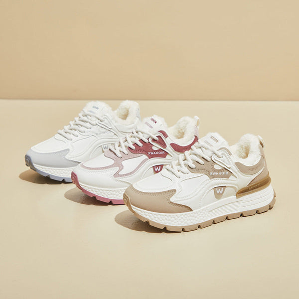Kore Tarzı Polar Astarlı Hantal Kadın Kış Sıcak Spor Sneaker'ları