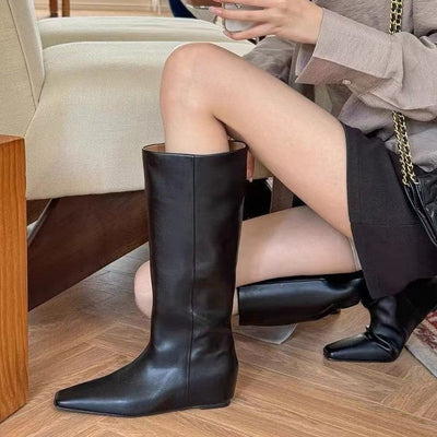 Wedge Retro Sivri Burun Skinny Niş Botlar