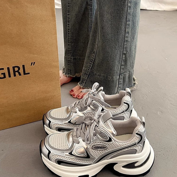 Kalın Taban Yükseltilmiş Sier Dad Kadın Sneaker'ları