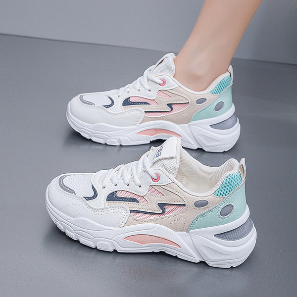 Kadınlar için Bahar Nefes Alabilen Daddy Kore Platform Koşu Sneaker'ları
