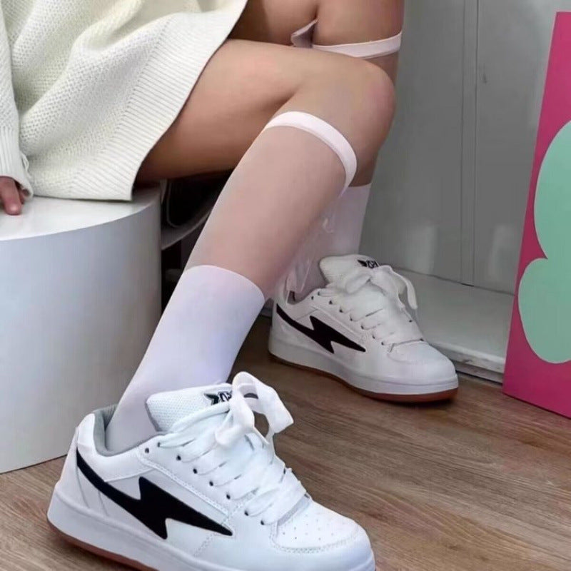 Kadınlar için Beyaz Şimşek Moda Şık Hafif Tatlı Spor Ayakkabılar