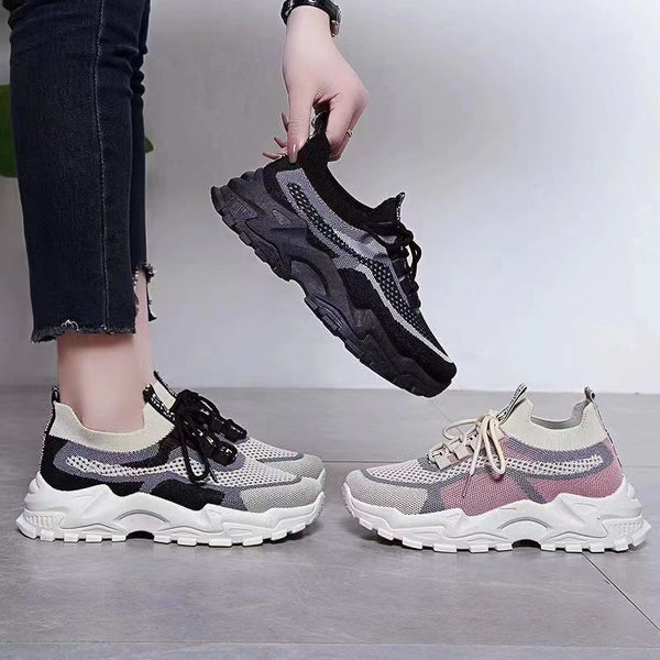 Kadınların Trendy Uçan Dokuma Nefes Alabilen Tide Shake Sneaker'ları