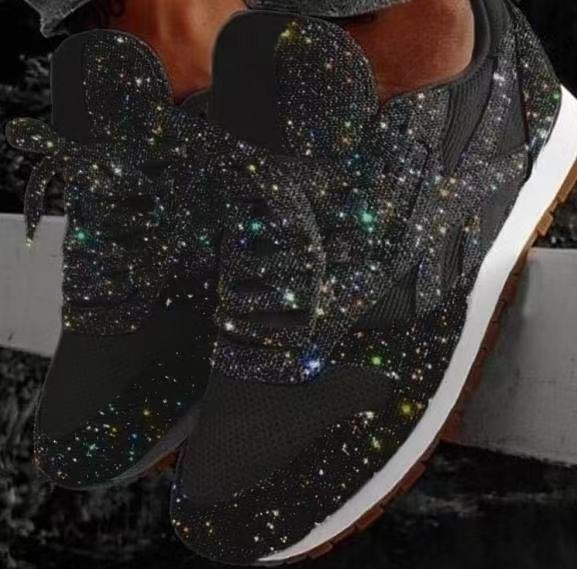 Kadın Muffin Payetli Nefes Alabilir Rhinestone Platform Ekstra Spor Ayakkabılar