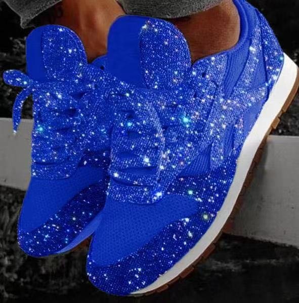 Kadın Muffin Payetli Nefes Alabilir Rhinestone Platform Ekstra Spor Ayakkabılar