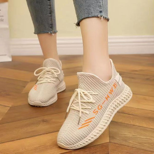Kadınlar için Hindistan Cevizi Trendy Çok Amaçlı Uçan Dokuma Nefes Alabilir Sneakerlar