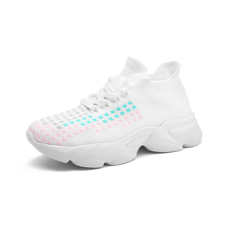 Kadınların Şık Dokuma Moda Kareli Nefes Alabilen Sneaker'ları