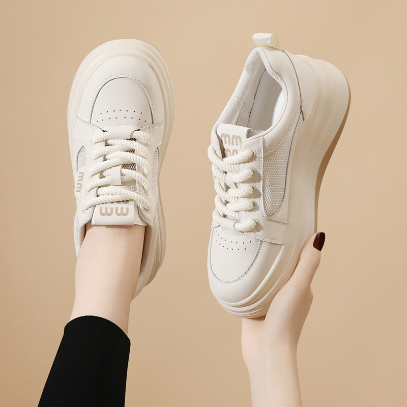 Kadınlar için Beyaz Baba Bahar Düz Platform Spor Sneaker
