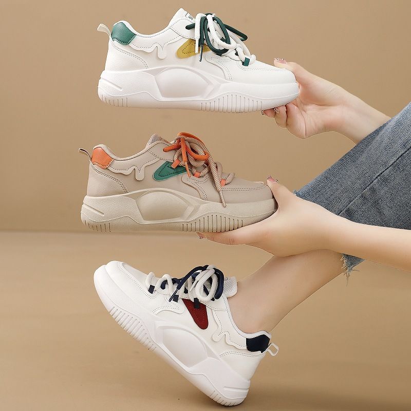 Kadınların Gerçek Platform Beyaz Baba İlkbahar Spor Ayakkabıları