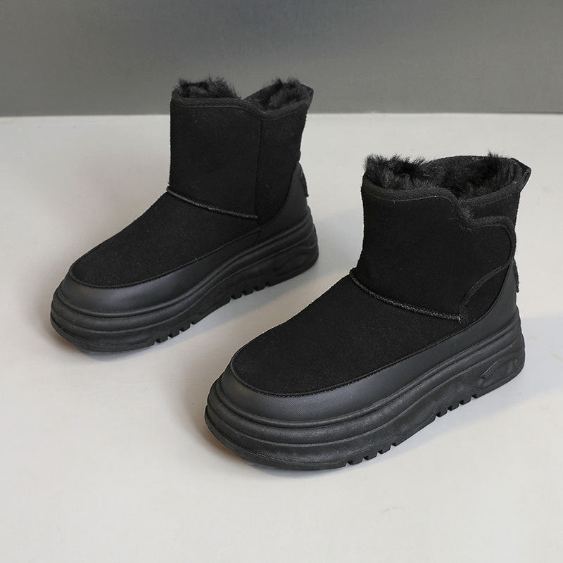 Kadınlar için Dış Mekan Spor Rahat Polar Astarlı Düz Renk Spor Ayakkabıları